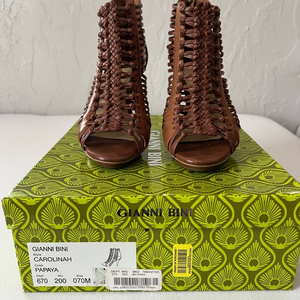 Gianni Bini Brown Lace-Up Heels